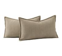 Madizz Juego de 2 Suave Felpilla Chenilla Texturizado Decorativo Funda de cojíns Lujo Estilo Fundas de Almohada para el sofá Dormitorio Gris Pardo Claro Rectangular 40 x 60 cm