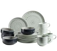 MÄSER 931744 Serie Spicy Market - Vajilla pintada a mano para 4 personas, diseño vintage mediterráneo, 16 piezas, cerámica, color verde