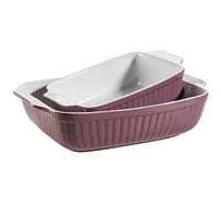 MÄSER 931983 - Juego de 2 moldes rectangulares para horno (cerámica, 33 x 24 x 8 cm, 25,5 x 16 x 7 cm), color morado