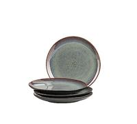 MÄSER 935131 Serie Teona - Juego de 4 platos de postre con esmalte reactivo verde y marrón, juego de 4 platos de postre de cerámica en forma moderna y discreta de Coupe, gres