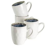 MÄSER Frozen - Juego de 4 tazas de café con efecto martillado irregular, 4 tazas de café grandes de cerámica en un moderno aspecto vintage, gres, color azul