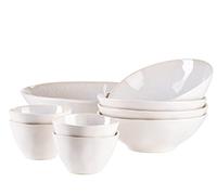 MÄSER Juego de ensaladera, gres FROZEN blanco