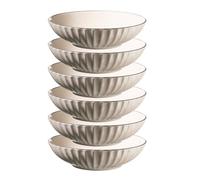 MÄSER Serie OSITA - Platos hondos para 6 personas de cerámica de alta calidad, diseño retro, color blanco