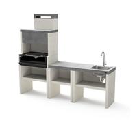 MAESTRO FERRETERO TUOZI - Pack 8 - Cocina DE Exterior VENIT Flex Plus HOTTE - Barbacoa Modular con Parrilla de Acero, Fregadero y Superficie de Trabajo (215 x 47 x 185 cm)