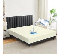 mafudoxi Protector de colchón impermeable de 120 x 200 cm, sábana bajera transpirable, sábana bajera de alta calidad, lavable a máquina a 60 °C, color beige