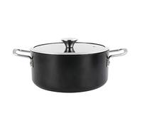 Magefesa Ares cacerola 20 cm con revestimiento antiadherente bicapa reforzado con esmalte exterior color negro mate y herrajes de inox satinados con tapa plana de vidrio
