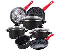 Magefesa Bateria de cocina 7 piezas MAGEFESA Kenia de acero vitrificado con juego de sartenes (20/24/28 cm) Energy de aluminio forjado