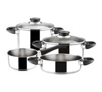 Magefesa - Batería de cocina ROYAL 01BXROYAL06 de 6 piezas en acero inoxidable, ideal para uso diario con distribución uniforme del calor, sartén 24 cm y cazo 1,1 L Medium