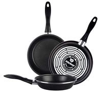 MAGEFESA Black Juego de 3 sartenes (24/26/28) cm, Exterior Color Negro. Antiadherente bicapa Reforzado, aptas para Todo Tipo de cocinas, Especial inducción. 50% de Ahorro energético.