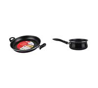 MAGEFESA Black Paellera 30 cm de Acero esmaltado, Antiadherente bicapa Reforzado, Color Negro Exterior + Black Cazo 16 cm de Acero esmaltado, Antiadherente bicapa Reforzado, Color Negro Exterior
