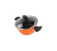 MAGEFESA Cacerola con tapa 20Ø - Valencia New. Antiadherente bicapa reforzado. Fondo 100% Full Induction. Exterior naranja. 50% ahorro energético.