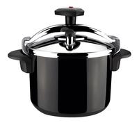 MAGEFESA CASTELL Olla a Presión Rápida Negra, Acero Inoxidable 18/10, Con Fondo Difusor y Pomo Rotatorio, Apta en Inducción
