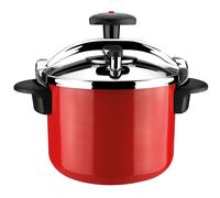MAGEFESA CASTELL Olla a Presión Rápida Roja, Acero Inoxidable 18/10, Fondo Difusor y Pomo Rotatorio, Apta en Cualquier Cocina