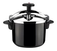 Magefesa Castell - Olla Express Tradicional Negra de 6 L, Acero Inoxidable 18/10, Todas las Cocinas, Inducción Total, Cocina Sana, Pomo Rotatorio