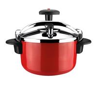 Magefesa Castell - Olla Express Tradicional Roja de 4 L, Acero Inoxidable 18/10, Todas las Cocinas, Inducción Total, Cocina Sana, Pomo Rotatorio
