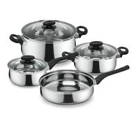 Magefesa Deliss - Batería de Cocina de 7 Piezas, Acero Inoxidable, Asas de Baquelita, Apta en todo Tipo de Cocinas, Inducción, Acabado Pulido Espejo