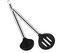 MAGEFESA FORTE Set de 2 Utensilios de Cocina de Acero Inoxidable 18/10 y Silicona de Uso Alimenticio, Espumadera y Cazo