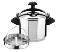 Magefesa Inoxtar - Olla Express Tradicional de 6 Litros + Cestillo, Acero Inoxidable 18/10, Inducción, Cocina Sana, Pomo Rotatorio, Fondo Termodifusor