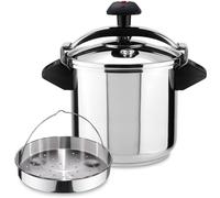 Magefesa Inoxtar - Olla Express Tradicional de 8 Litros + Cestillo, Acero Inoxidable 18/10, Inducción, Cocina Sana, Pomo Rotatorio, Fondo Termodifusor