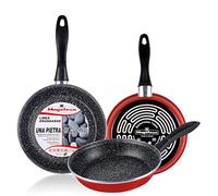 MAGEFESA K2 Juego de 2 sartenes, Antiadherente bicapa Reforzado Efecto Piedra, aptas para Todo Tipo de cocinas, Especial inducción 50 Percent de Ahorro energético, Rojo, 20/24 cm