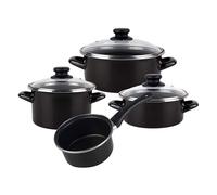 Magefesa Batería de cocina Kenia 7 piezas, acero vitrificado, antiadherente, negro, 41x27x19 cm