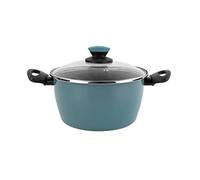 Magefesa Lotus - Olla 24 cm de Acero vitrificado Exterior Azul. Antiadherente bicapa Reforzado, Apto para Todo Tipo de cocinas, Especial inducción. 50% de Ahorro energético.