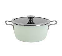 Magefesa Nordic cacerola 24 cm con revestimiento antiadherente bicapa reforzado con esmalte exterior color verde menta y herrajes de inox satinados con tapa plana de vidrio