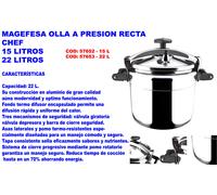 Magefesa Olla a presión Chef recta 15 litros