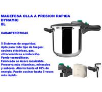 Magefesa DYNAMIC - Olla Express Rápida 7.5L, Acero Inoxidable 18/10, 5 Sistemas de Seguridad, Fácil Uso, Apto para Todo tipo de cocinas, Inducción