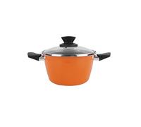 MAGEFESA Olla con Tapa 24Ø - Valencia New. Antiadherente bicapa Reforzado. Fondo 100% Full Induction. Exterior Naranja. 50% Ahorro energético.