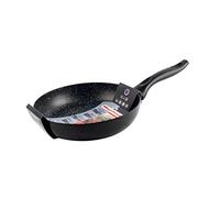 MAGEFESA Piedra Sartén 28, de acero esmaltado, antiadherente multicapa efecto piedra, color negro mate exterior. Apta para todo tipo de cocinas, incluida inducción.