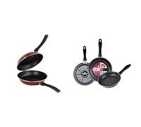 MAGEFESA Praga - Sartén para tortilla 20cm de acero vitrificado exterior rojo& K2 Gransasso Juego de 3 sartenes (18/20/24) cm de Acero vitrificado Exterior Gris Moteado Color Gris Marengo