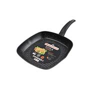 Magefesa Roka Asador 28 cm de aluminio forjado bicapa efecto piedra, color exterior efecto piedra. Full induction. Mango soft touch negro.