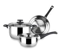 Magefesa Style - Batería de Cocina, Acero Inoxidable, 4 Piezas, Incluye Cacerola + Cazo + Sartén, Todo tipo de Cocinas, Induccion, Ecológica