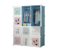 MAGIC SELECT Armario Modular Infantil, Estantería de Módulos, Ropero para Niños, Organizador Modular, Estante de Almacenamiento para Habitación, 12 Módulos, 140x105 cm, Azul