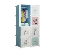 MAGIC SELECT Armario Modular Infantil, Estantería de Módulos, Ropero para Niños, Organizador Modular, Estante de Almacenamiento para Habitación, 8 Módulos, 140x105 cm, Azul