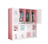 MAGIC SELECT Armario Modular Infantil, Estantería de Módulos, Ropero para Niños, Organizador Modular, Estante de Almacenamiento para Habitación, 16 Módulos, 140x140 cm, Rosa