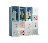 MAGIC SELECT Armario Modular Infantil, Estantería de Módulos, Ropero para Niños, Organizador Modular, Estante de Almacenamiento para Habitacion, 16 Módulos, 140x140 cm, Azul
