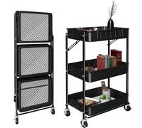 MAGIC SELECT Carro Auxiliar con Ruedas 3 Niveles Negro