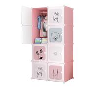 MAGIC SELECT Estantería de Módulos Infantil, Armario Modular, Ropero para Niños, Organizador Modular, Estante de Almacenamiento para Habitación, 8 Módulos, 140x105 cm, Rosa
