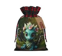 Magical Little Menglong - Bolsa de regalo estampada con cordón de 8.3 x 11.8 pulgadas, decoración de fiesta de Navidad