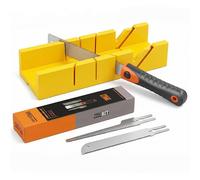 Magicbox Juego de caja de inglete y sierra, 3 hojas de sierra japonesas de acero SK5 para cortes de precisión de 45/90/135°, sierra ingletadora manual de sujeción de cambio rápido para corte de ramas