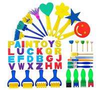 MAGICLULU 1 Juego Conjunto De Pintura Kits De Pintura Esponjas para Pintar Pinceles De Esponja Lavables Estampador De Pintura De Espuma Brocha Rompecabezas Pintura Pequeña Madera Niño