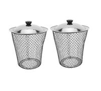 MAGICLULU 2 Piezas Contenedor de Compostaje Subterráneo, Cubo de Basura Metálico con Tapa, 28,50x23,50x15cm, para Residuos de Cocina y Jardín, Patio y Reciclaje de Residuos del Jardín