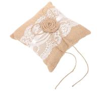 MAGICLULU Cojín de Bolsillo para Anillos de Boda Cojín Genérico de Arpillera y Yute Color Caqui Encaje y Lino para Compromiso y Decoración Boda Varios estilos