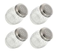 MAGICLULU de Condimentos de Vidrio Transparente Cuerpo de Acero Inoxidable Juego de 4 Botellas Capacidad de 180ml, Fácil de Limpiar para Cocina Moderna
