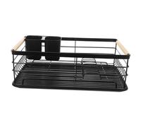 MAGICLULU Escurridor y Estructura de Hierro y PP Negro de Platos para Encimera de Cocina Gran Capacidad Bandeja de Agua Extraíble