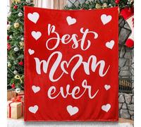 Magicoco Regalo para el día de la madre: manta Best Mum Ever, 130 x 150 cm (rojo)