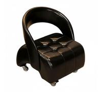 MagiDeal Asiento con Respaldo Silla Acolchada Giratoria Taburete Rodante con Respaldo Capitoné Base Estable de Madera y Metal Tapizado Elegante Adecuado para, 40 X 44 X 46 Cm, Negro