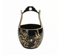MagiDeal Cubo Decorativo de Latón Cubo Ornamental Recipiente Vintage Centro de Mesa con Detalle de Dragón en Relieve Metal Pulido con Asa para Traslado, Marrón